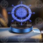Solar Rotating Ship Wheel Air Freshener Unique Car Interior Upgrade